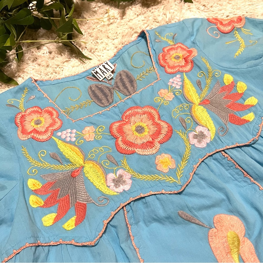 Sister Mary cotton embroidered floral Womans top Size XS - Picture 11 of 11